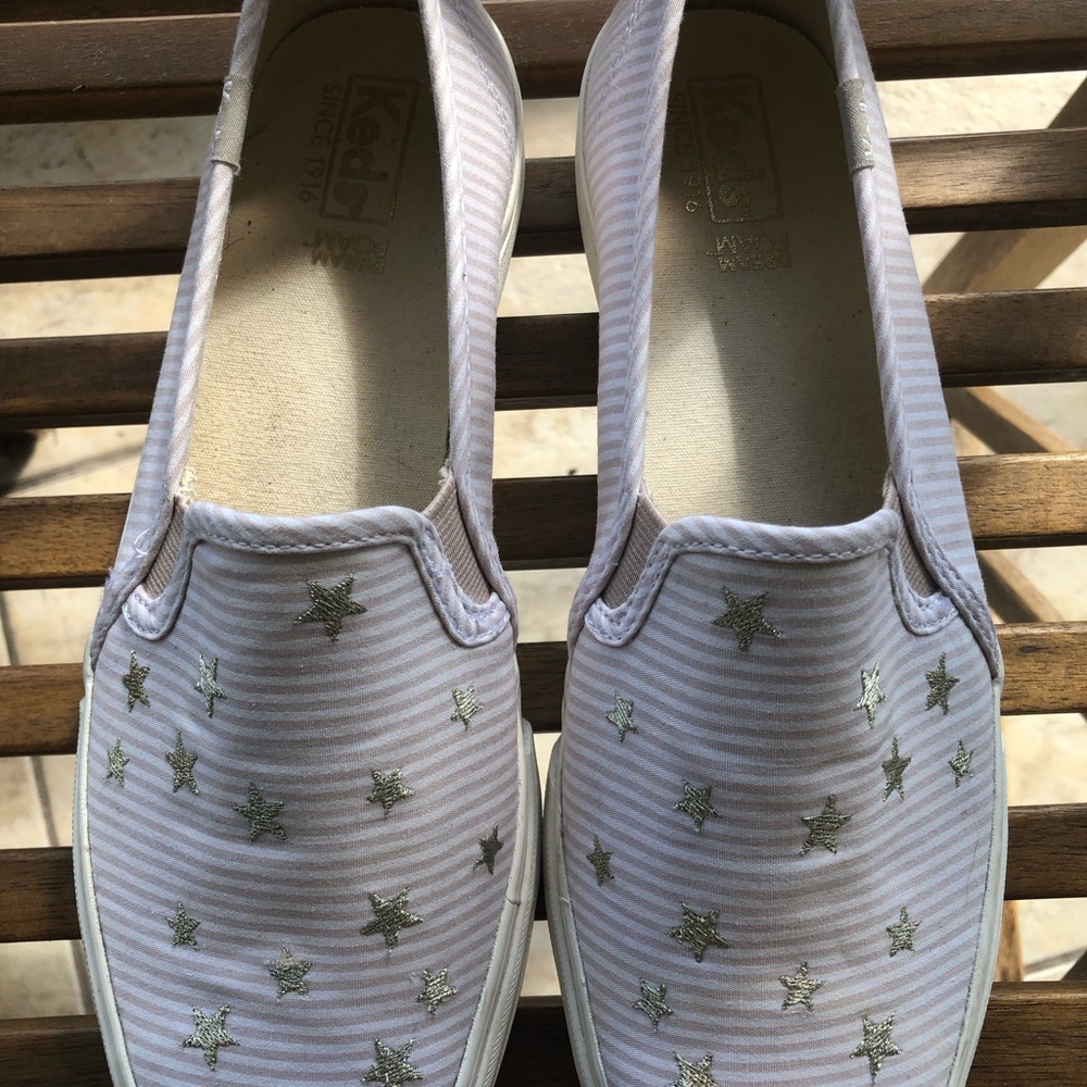 Keds Women’s Silver Star Striped Slip-Ons Sz 8.5
